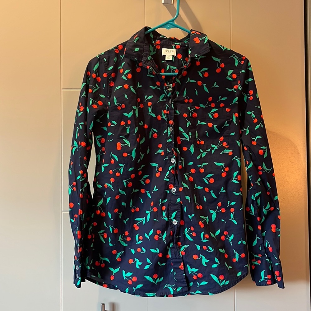 JCrew Cherry-print button down